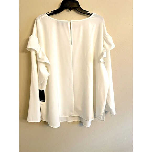 NWT ELOQUII Woman's White Long Sleeve Blouse Size 24W - Picture 2 of 9